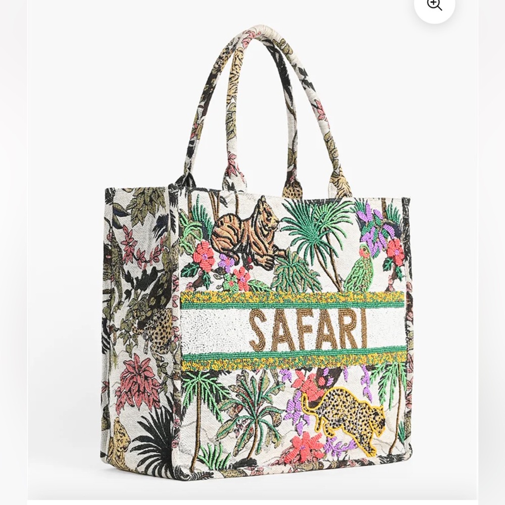 America & Beyond Safari Embroidered Tote Bag - Multicolor - Picture 2 of 12